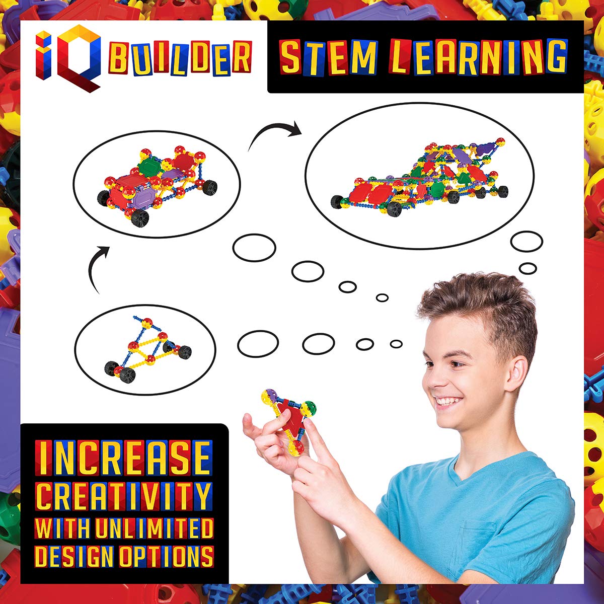IQ BUILDER | STEM Learning Toys | Creative Construction Engineering | Fun Educational Building Blocks Toy Set for Boys and Girls Ages 5 6 7 8 9 10 Year Old + | Best Toy Gift for Kids | Activity Game