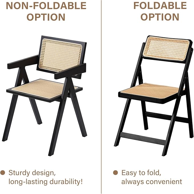 Furlide Rattan Dining Chairs Set of 2, Modern Mid Century Dining Chairs