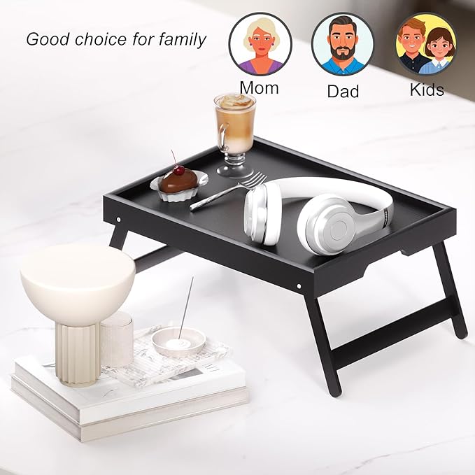 Fibogollo 4 Pack Bamboo Bed Tray Table