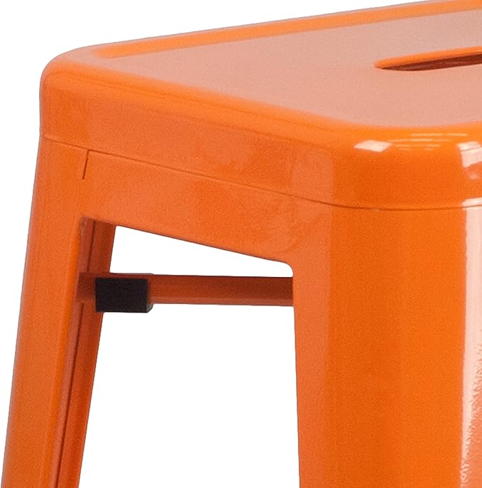 Flash Furniture Lily 4 Pack Commercial Grade 30" High Backless Orange Metal