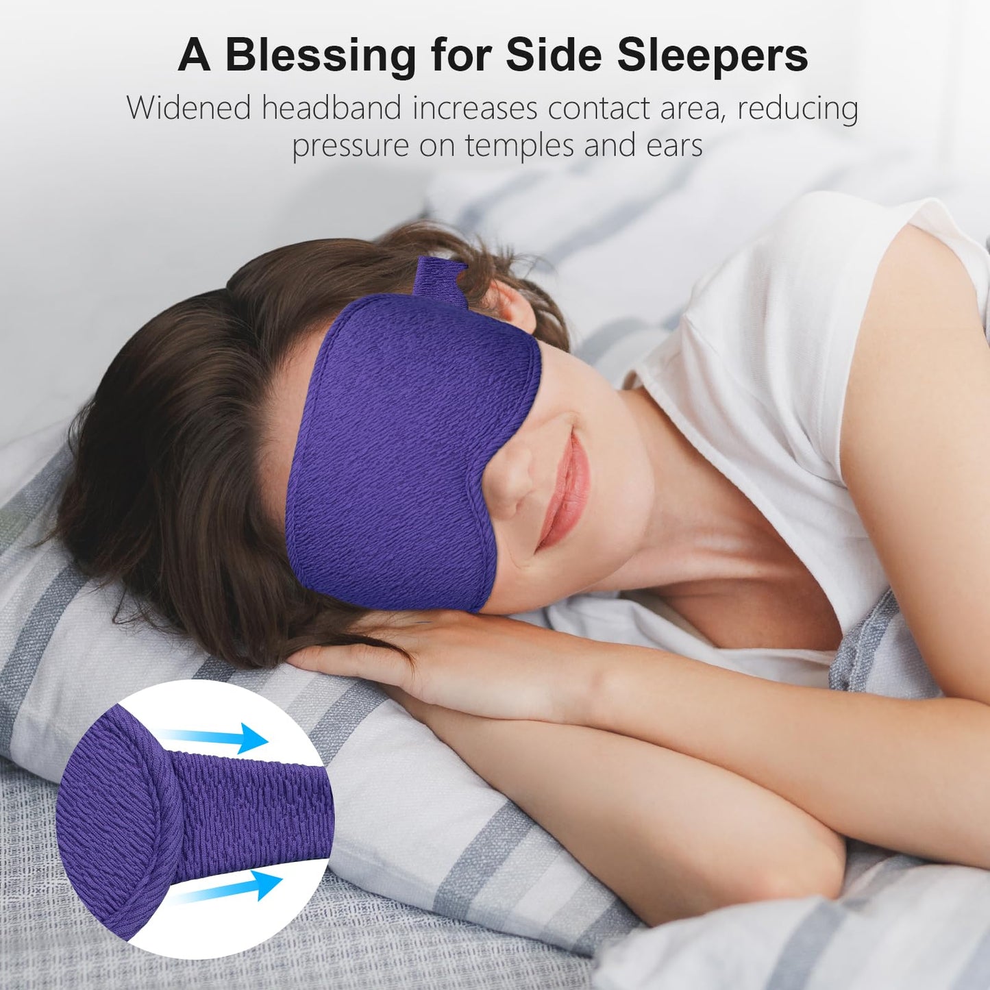 Gritin 100% Blackout Sleep Eye Mask for Women Men, Zero Pressure Sleeping Mask - Ergonomic Design 3D Cutout Eye Movement and Eyelash Friendly Night Blindfold, Ultra Soft Comfortable for Sleeping