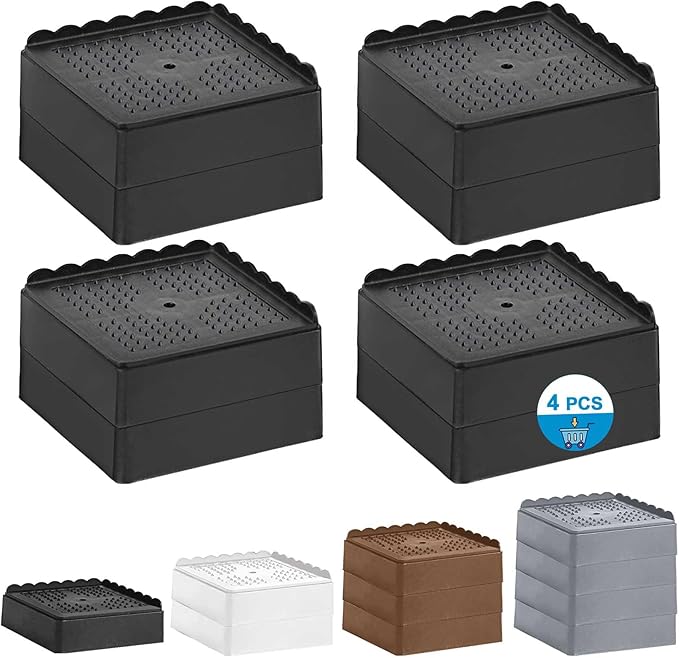 Bed Risers 1 inch, 2 inch, 3 inch, 4 inch Heavy Duty, Adjustable Furniture Riser