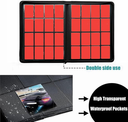 16 Pocket Trading Card Binder, 1664 Pockets Ringless PU Cover Card Collection Binder, Double Sided Card Binder Collector Album, Card Folder for MTG, TCG, Sports Cards, Game Card (Red, 16Pockets)