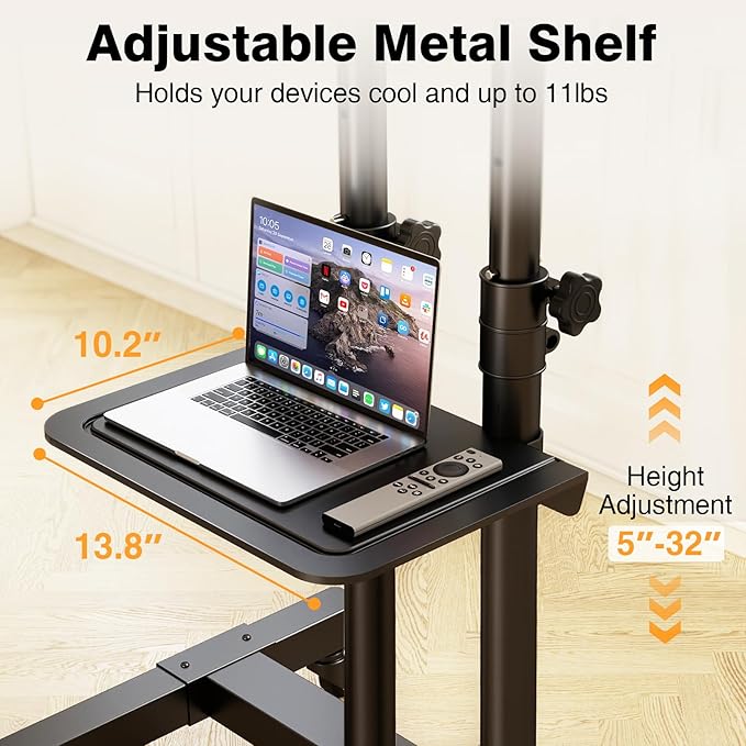 TAVR Furniture Mobile TV Stand Rolling TV Cart Floor Stand