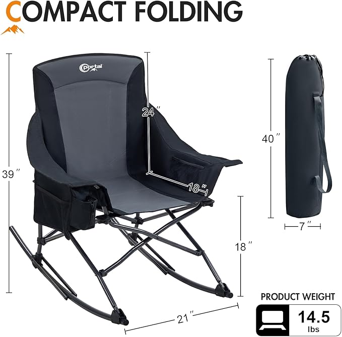 Portal Camping Rocking Chair Outdoors Folding Portable Rocker
