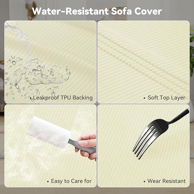 Waterproof Couch Cover 3-Piece Set Striped Sofa Slipcovers