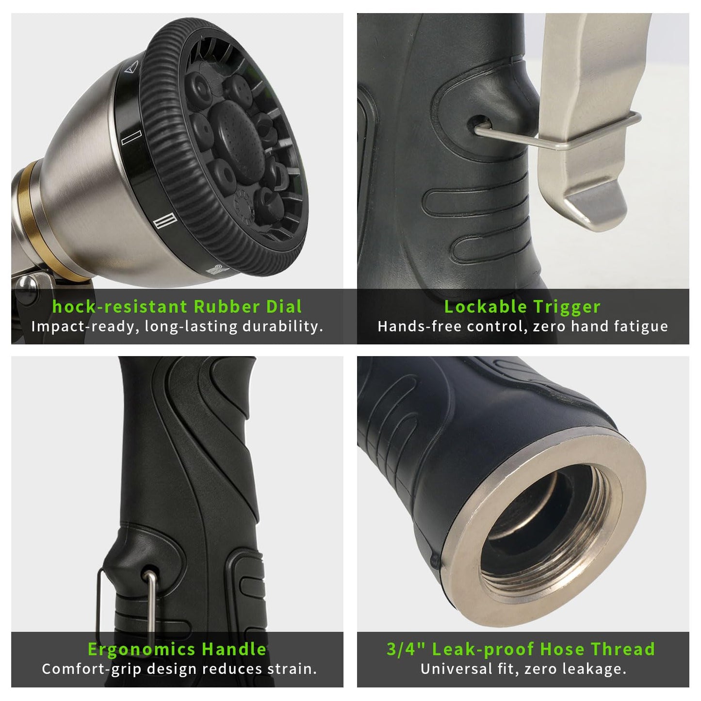 Besiter Garden Nozzle Sprayer, High Pressure Metal Water Hose Sprayer with 9 Watering Patterns, Heavy Duty Sprayer for Washing Cars, Watering Plants, Cleaning Yard & Showering Pets (Black)