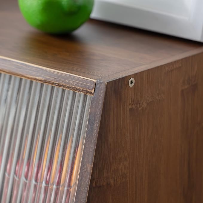 HollyHOME Small Bamboo Kitchen Pantry Sideboard