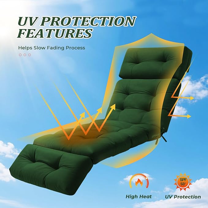 Chaise Lounge Cushion Outdoor, Waterproof Thick Patio Lounge Chair Cushion