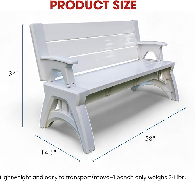 Convert-a-Bench 2-in-1 Outdoor Bench & Picnic Table