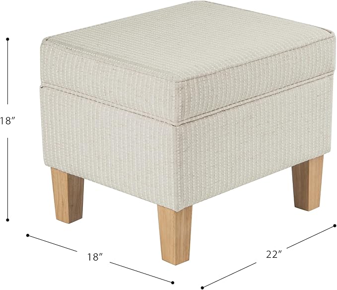 HomePop Home Decor | Upholstered Modern Rectangular Storage Ottoman | Hinged