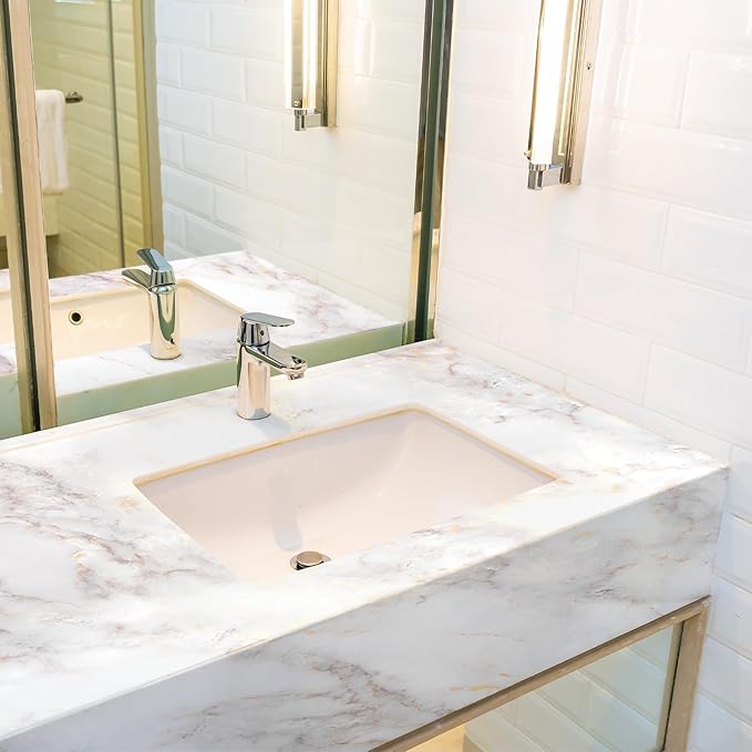 rabbitgoo Marble Contact Paper for Countertops, Self Adhesive Peel and Stick