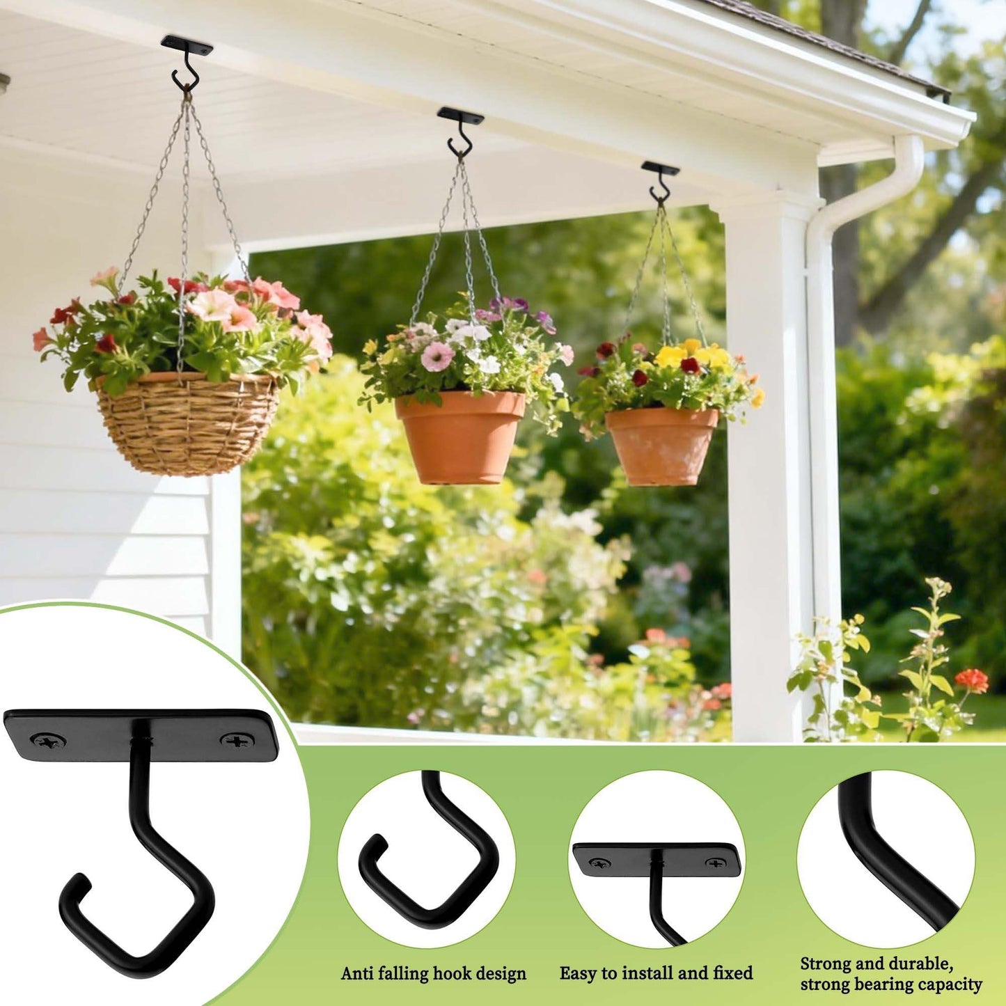 AJART Ceiling Hooks for Hanging Plants: Iron Plant Hanger for Wall Mount - 4 Pack/2.5 Inch Ceiling Hook for Indoor Use