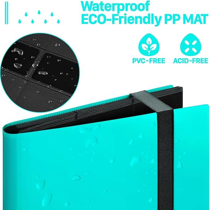 【2026】Trading Card Binder 9 Pocket, Premium Sports Collection Binder Game Cards Book with Sleeves Side Loading, Anti-open Strap Double Sided Waterproof 360 Card Folder