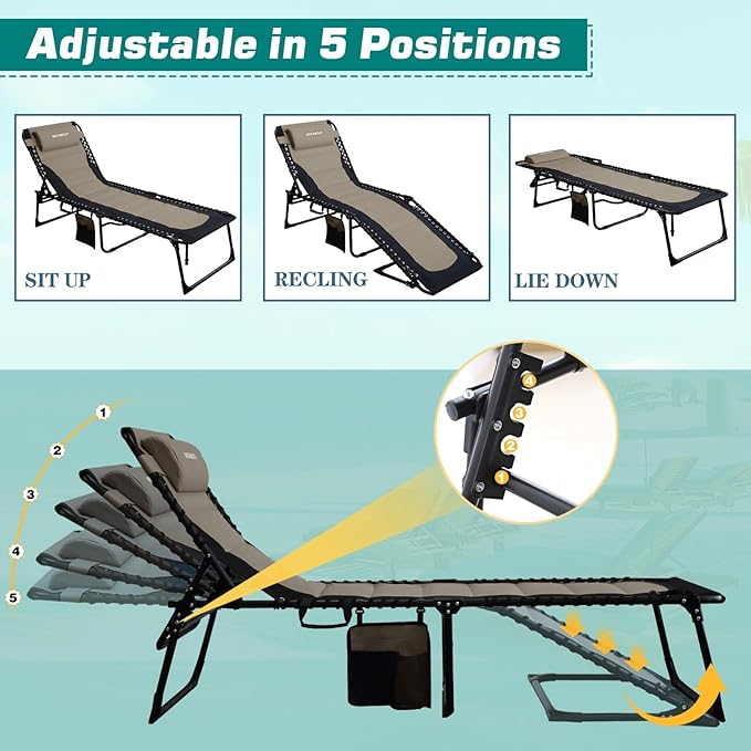 Outdoor Folding Lounge Chair Padded
