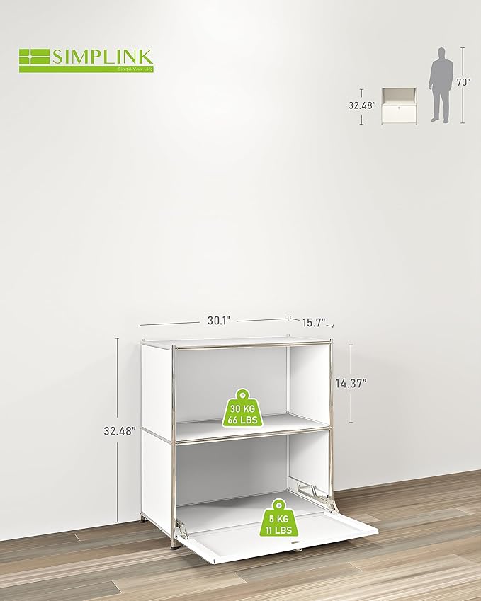 32.5-Inch Flip-Top Side Table & Buffet Cabinet
