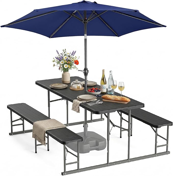 VINGLI Folding Picnic Table and Bench Set