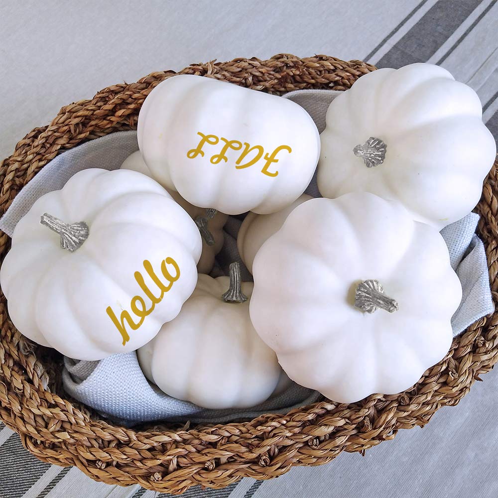 BESTTOYHOME 8 Pcs Realistic 4" Fall Harvest Small Off White Mini Artificial Pumpkins for Halloween, Fall and Thanksgiving Decorating