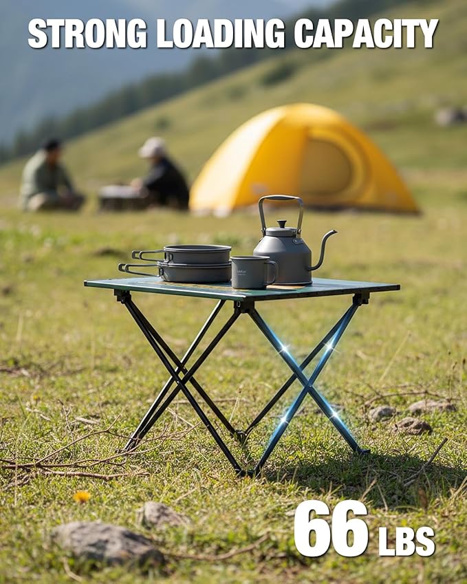 VILLEY Portable Camping Side Table, Ultralight Aluminum Folding Table