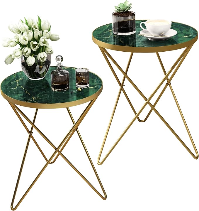 HLR Modern Round Side Table Set of 2, End Table