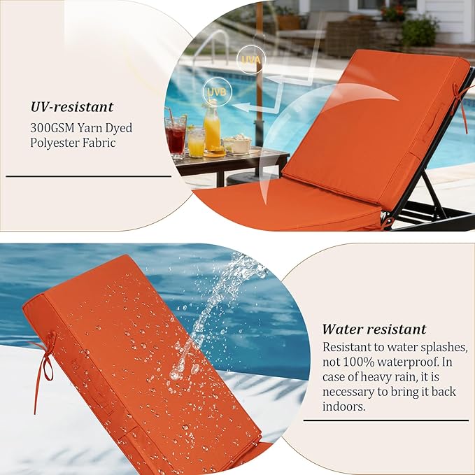 80x26x4in Lounge Cushions for Outdoor Furniture, Outdoor Lounge Chair Cushions