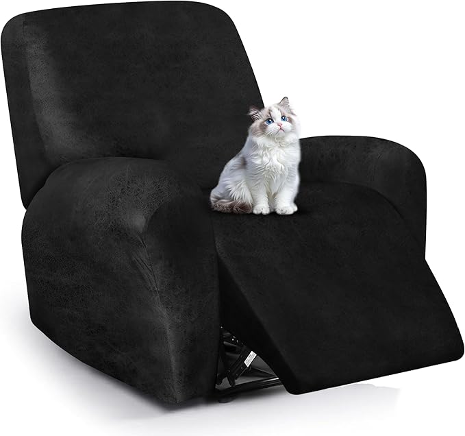 ANARACHON Leather Look Recliner Chair Covers, 4-Pieces Stretch Recliner Cover