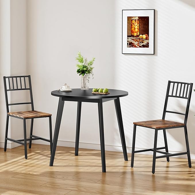 HOOBRO Bamboo Dining Table, Round Dining Table