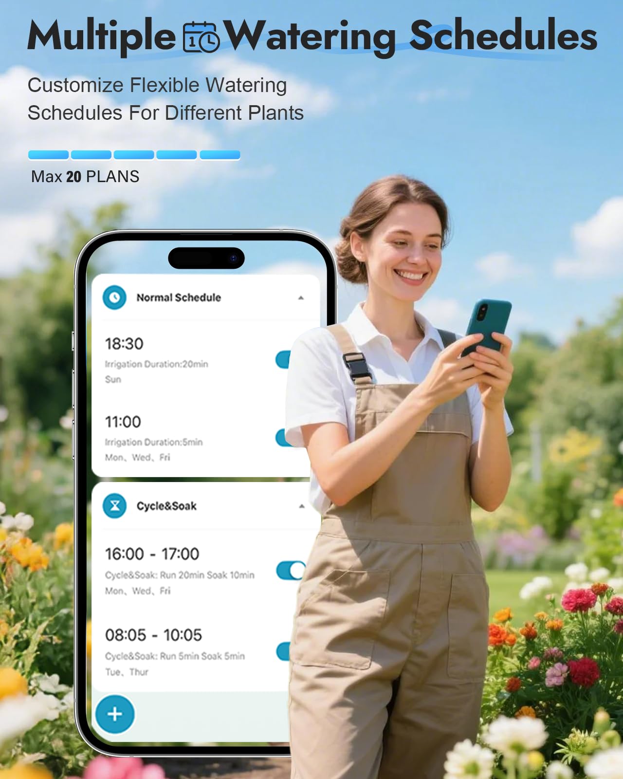 WiFi Water Timer Brass Inlet, 1-Zone Smart Hose Faucet Timer App & Voice Control via 2.4GHz WiFi, Sprinkler Timers w/Auto/Manual/Rain Delay Modes for Garden/Lawn, Works with Alexa & Google Assistant