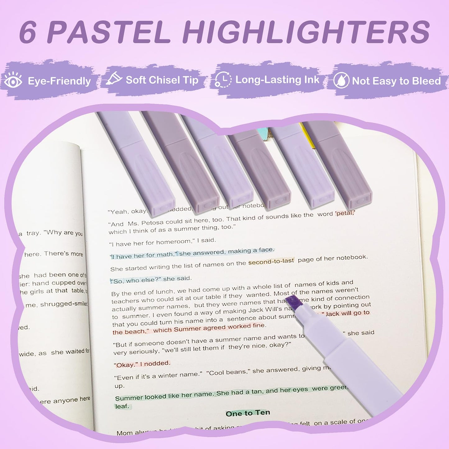 ChezAbbey 47Pcs Aesthetic School Supplies with Pencil Pouch - Cute College Essentials Set, Big Capacity Pen Case, Pastel Highlighters, Bible Study Journaling Stationary Kit (Purple)