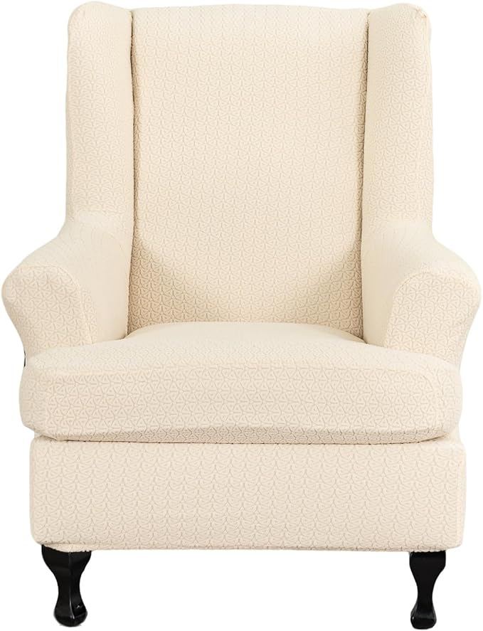 KRFOONN Stretch Wing Chair Slipcovers Jacquard 2 Piece Wingback Chair Covers