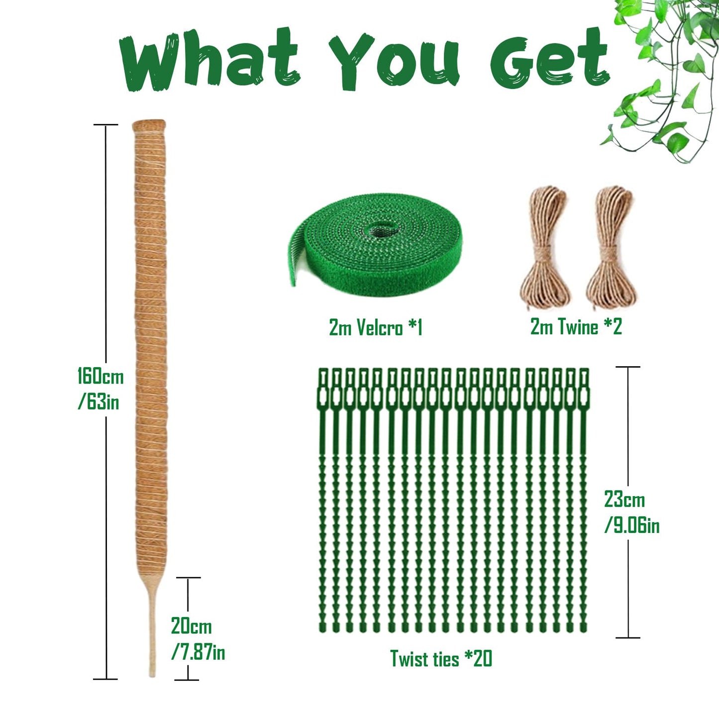 1 Pack 63Inch Bendable Tall Moss Pole for Monstera, 160cm Plant Support Moss Sticks Stakes for Climbing Indoor Plants, Pothos & Philodendron - Coir/Coco Plant Trellis for Potted Climbers & Houseplants