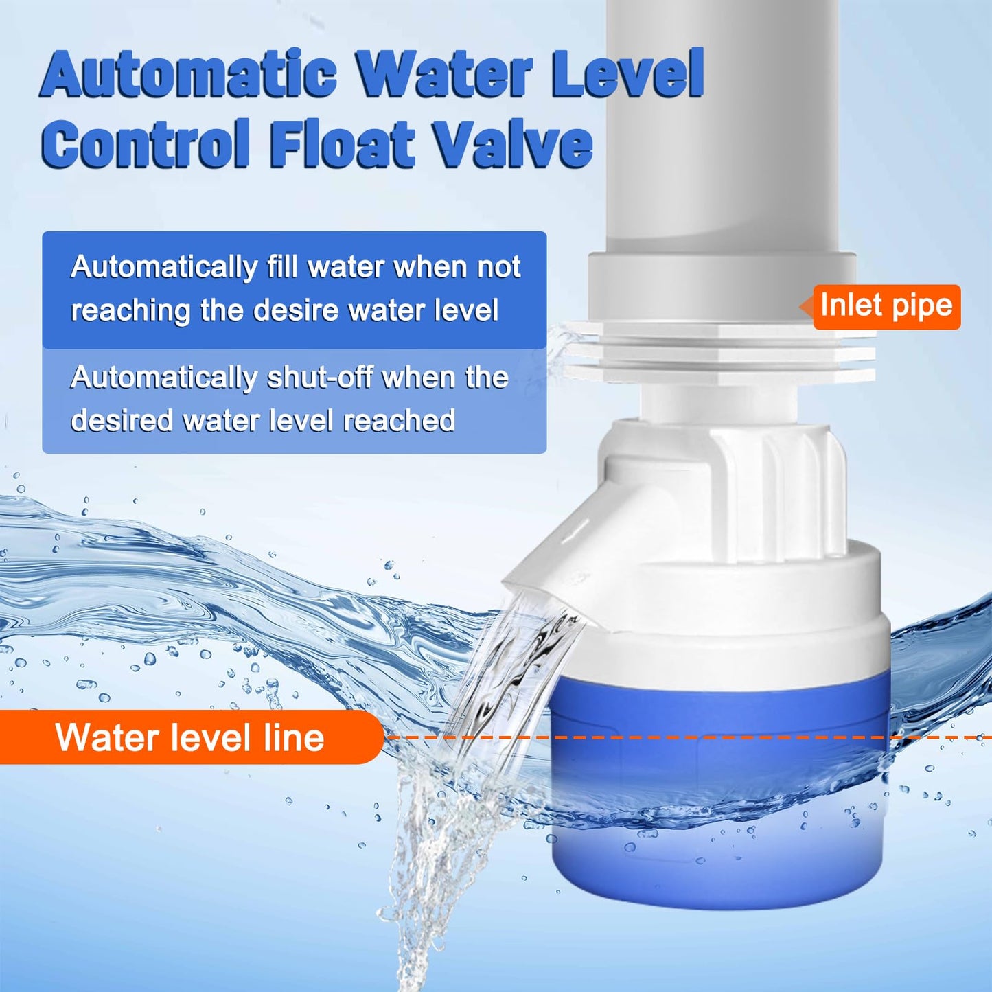 2" Npt Top Inlet Water Float Valve, 2 Inch Big Flow Automatic Water Level Control Float Valve for Water Tank, Water Troughs, Pond, Pool, Livestock, Aquariums (2" Top Inlet)