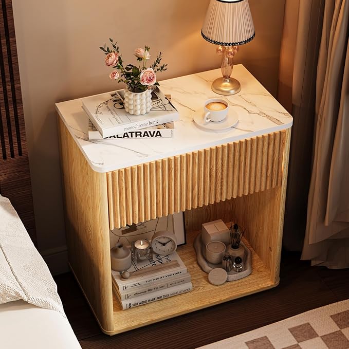 Modern Fluted Nightstand Set of 2