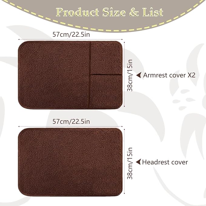 Armrest Covers - Arm Chair Covers Set of 3 Recliner Chair Covers,