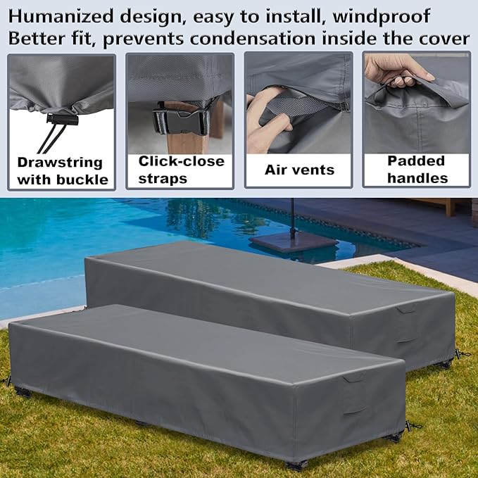 Waterproof Patio Lounge Chair Cover 1 Pack Outdoor Chaise Lounge Covers 600D