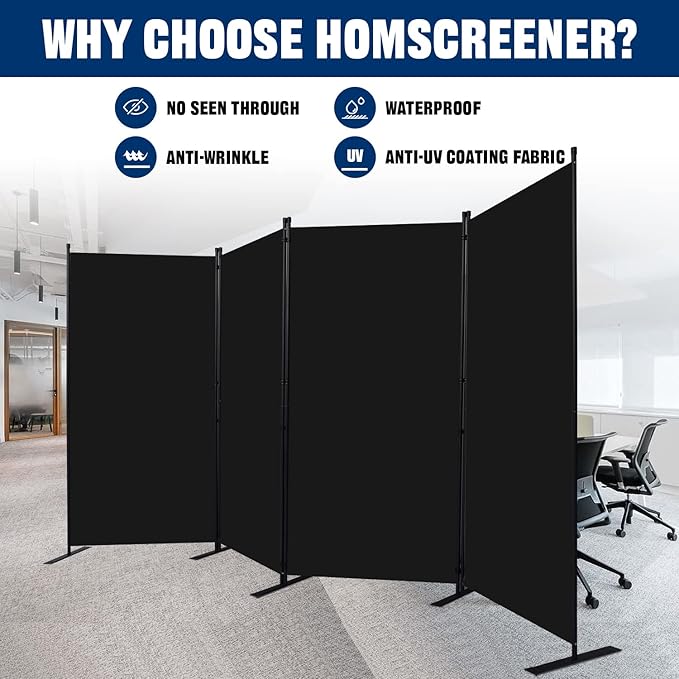 Room Divider 6FT Portable Room Dividers and Folding Privacy Screens, 4 Panel