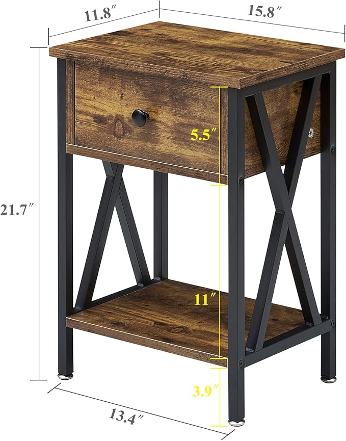 VECELO Nightstands Set of 2, Modern Bedside End Tables, Night Stands