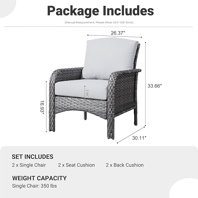 ovios 2-Piece Patio Furniture Set, Outdoor Wicker Sofa