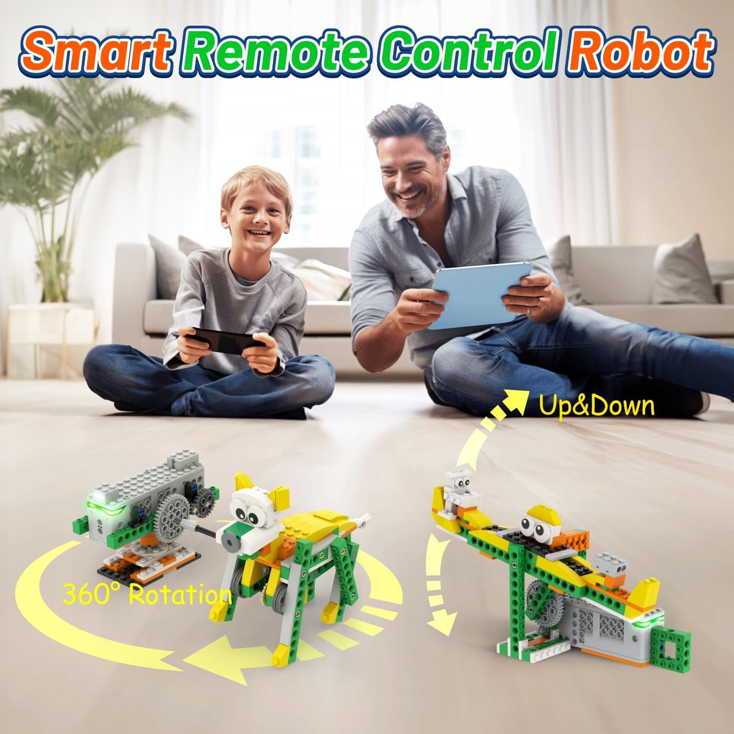 Apitor Robot Q Robot Building Kit, 20-in-1 Programmable APP RC Car Robotics Coding Kit, Includes Large Storage Organizer with Sorting Plate, STEM Birthday Gifts for Boys Girls Kids Aged 6-12