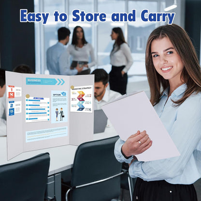 Trifold Poster Board,12 Pack 24" x 16" White Corrugated Poster Boards,Display Board,Perfect for School Projects, Science Fairs, Event Displays, and Business Presentations