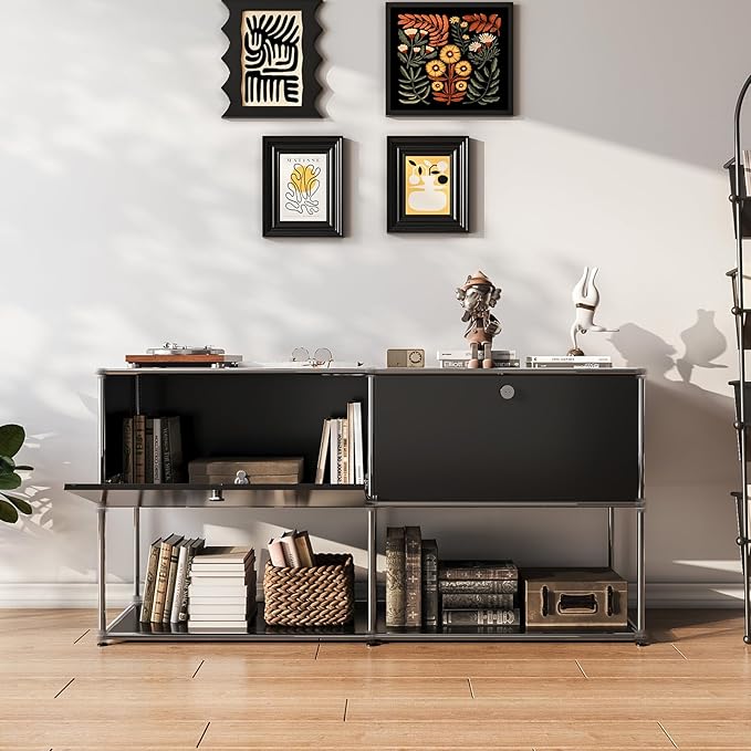 Modern Storage Cabinet Black F Versatile Free-Standing Organizer
