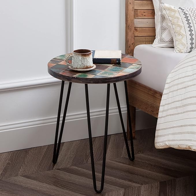 Greenage Reclaimed Wood End Table Bedroom