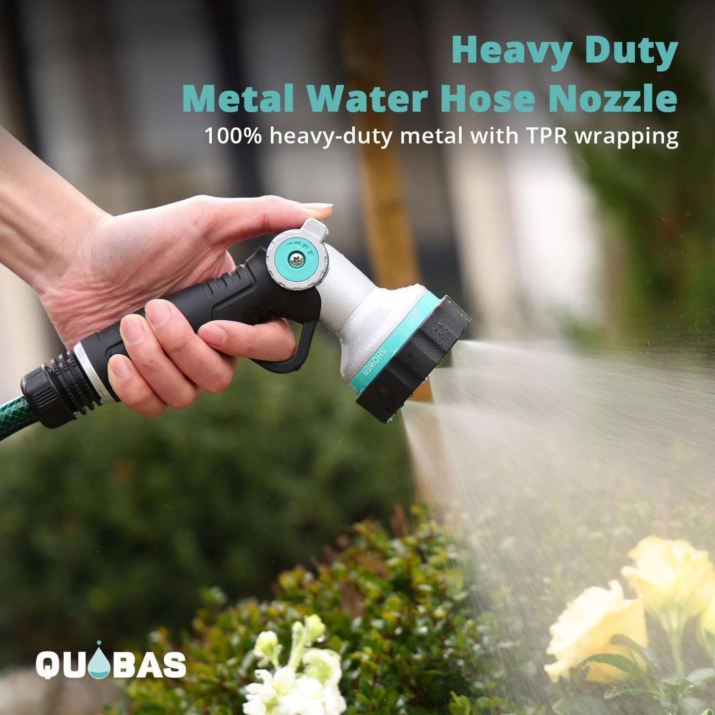 Garden Hose Nozzle Heavy Duty, 6 Adjustable Spray Patterns, Water Sprayer Nozzle with Thumb Control & Soaker Mode, Slip Resistant Hose Sprayer Nozzle for Watering Lawn, Car Wash, Pet Cleaning & Patio