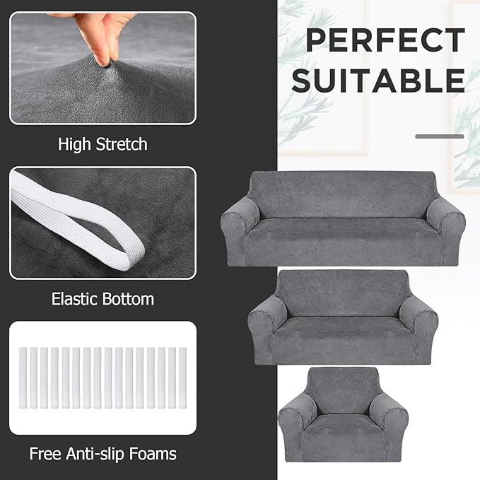 Peryiter 3 Pcs Couch and Loveseat Covers Set Sofa Cover