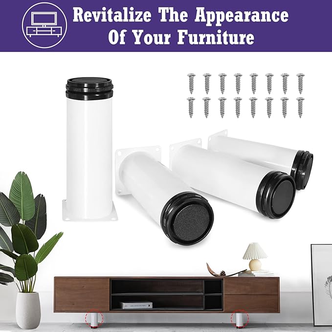 7 Inch Metal Furniture Legs Stainless Steel Adjustable Legs White Metal Legs
