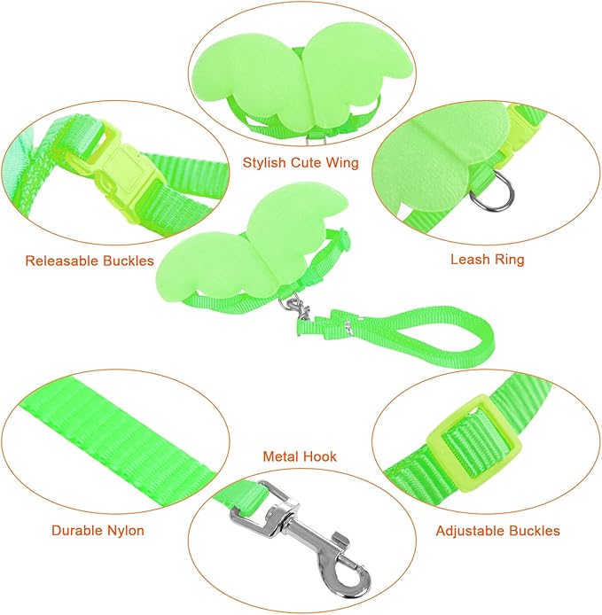 KAMA BRIDAL Duck Walking Harness and Leash Chicken Duck Outdoor Training Rope Adjustable Rope for Pet Poultry Hen Cock (S, Green)
