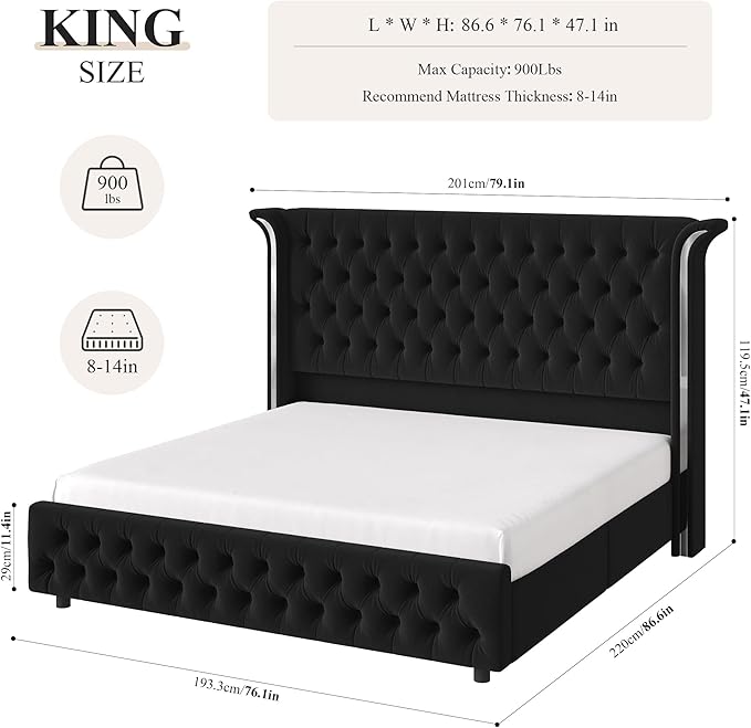 Keyluv King Smart LED Bed Frame