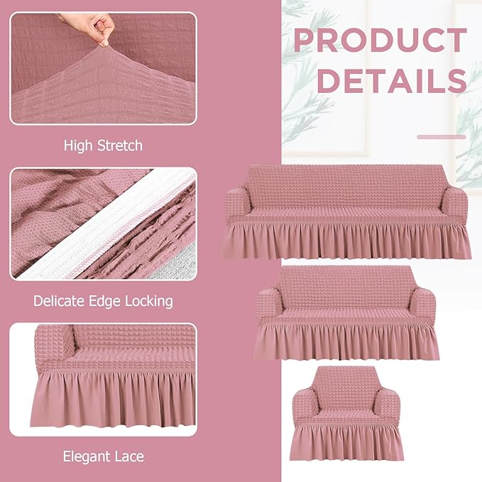 Fanfanwin 3 Pcs Sofa Slipcover Set