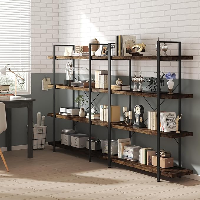 OtterOasis Heavy Duty 4-Tier Industrial Bookcase, 120lbs Shelf Capacity