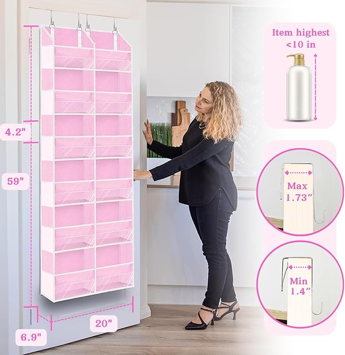 Over The Door Organizer 6 Tiers, Extra Large Behind Door Storage of 12